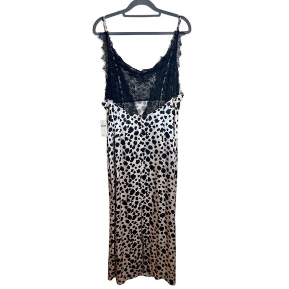 Anthropologie NWT V-Neck Open Back Animal Print Black And White Slip Midi Dress - Picture 6 of 9